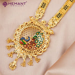 Forming Gold 32" Mangalsutra with Peacock Pendant with a tint of Meena Work (A)