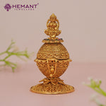 Intricately Designed Gold Plated Deity Ornamental Box (Kumkum/Sindoor Holder)