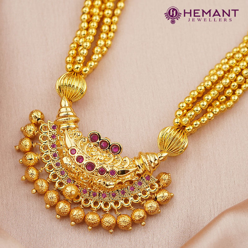Kolhapuri Jondhale Pot Karwari Boat Pendant Thushi | जोंधळे पोत ठुसी (with earrings)