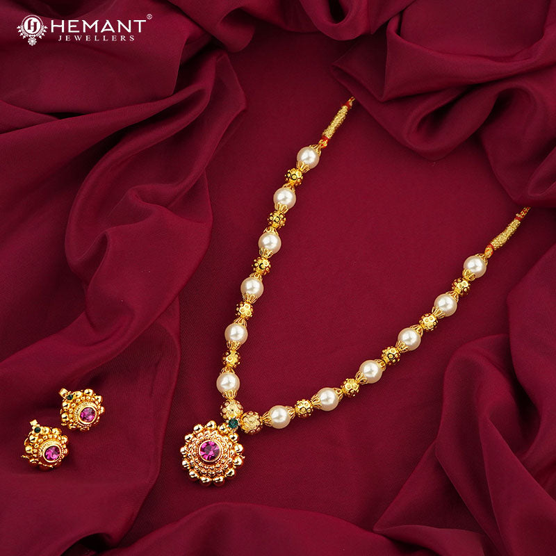 Moti Mala Saj Ghat Pendant 0-2-5 (with earring)