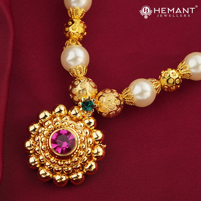 Moti Mala Saj Ghat Pendant 0-2-5 (with earring)