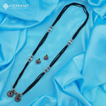 Traditional Maharashtrian Kolhapuri Mangalsutra Long 2 Wati Silver (Oxidized) with earrings