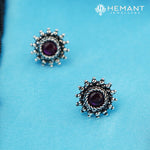 Traditional Maharashtrian Kolhapuri Mangalsutra Rava Peacock Silver (Oxidized) with earrings 