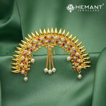 Traditional Maharashtrian Kolhapuri Micro Gold Plated Hair Pin K (Ambada Pin)