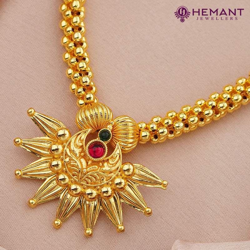 Traditional Maharashtrian Kolhapuri Micro Gold Plated Thushi 2 No. Chand Dodaka