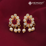 Traditional Maharashtrian Kolhapuri Moti Mala Plain Karwari Gadha II Pan with earrings