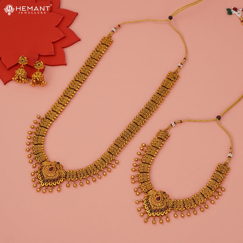 Antique Combo Necklace Set with Earrings - 5458