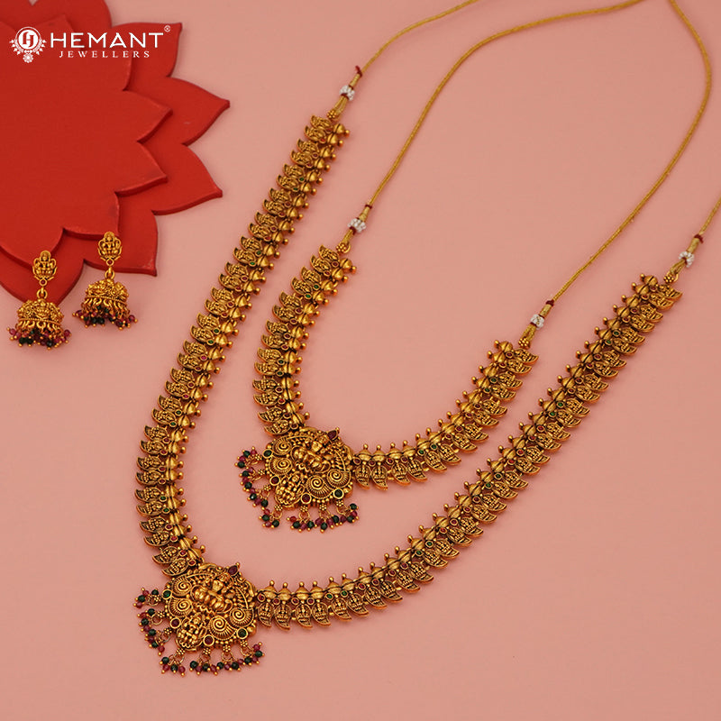 Antique Combo Necklace Set with Earrings - 5471