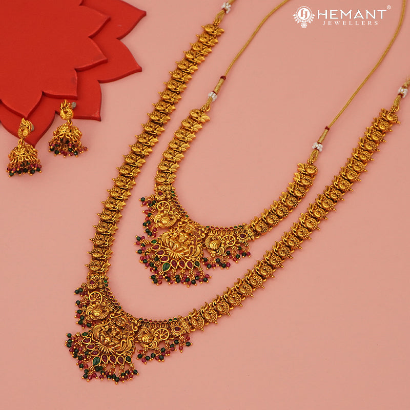 Antique Combo Necklace Set with Earrings - 5473