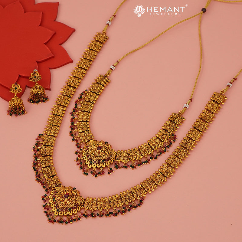 Antique Combo Necklace Set with Earrings - 5467