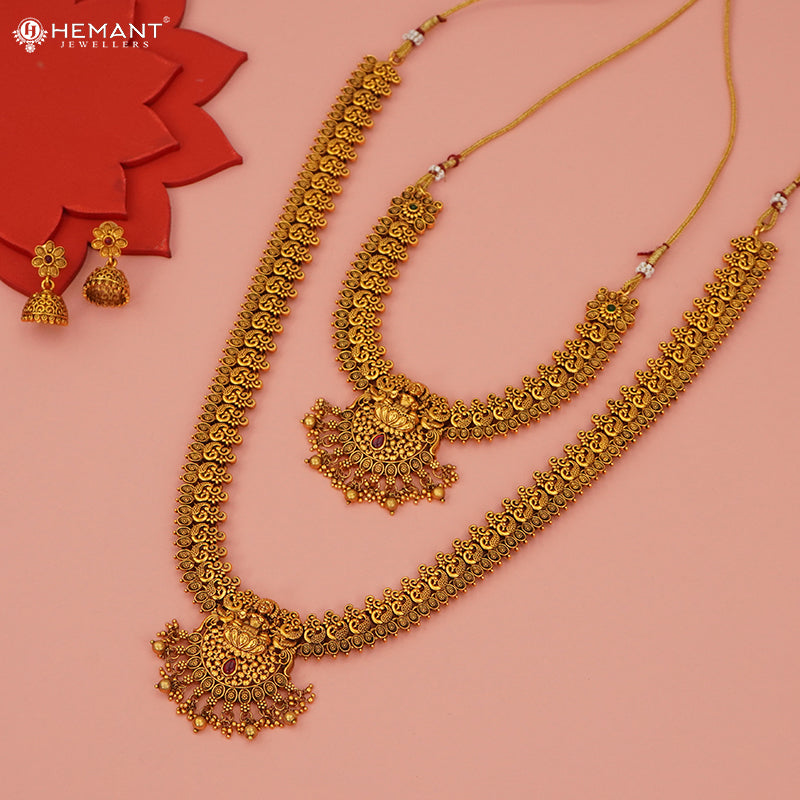 Antique Combo Necklace Set with Earrings - 5469