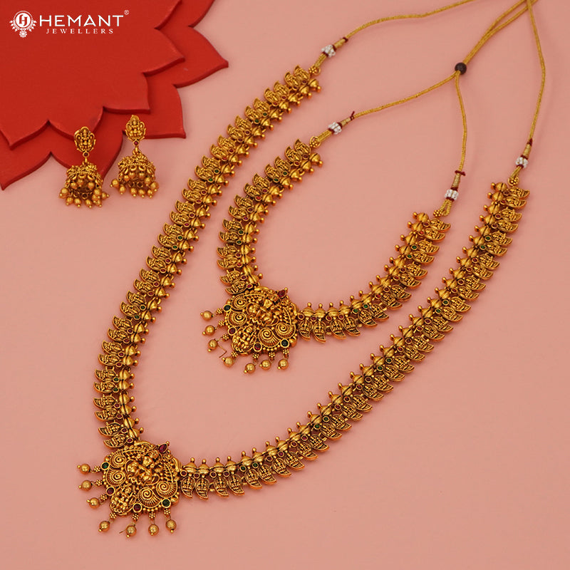 Antique Combo Necklace Set with Earrings - 5459