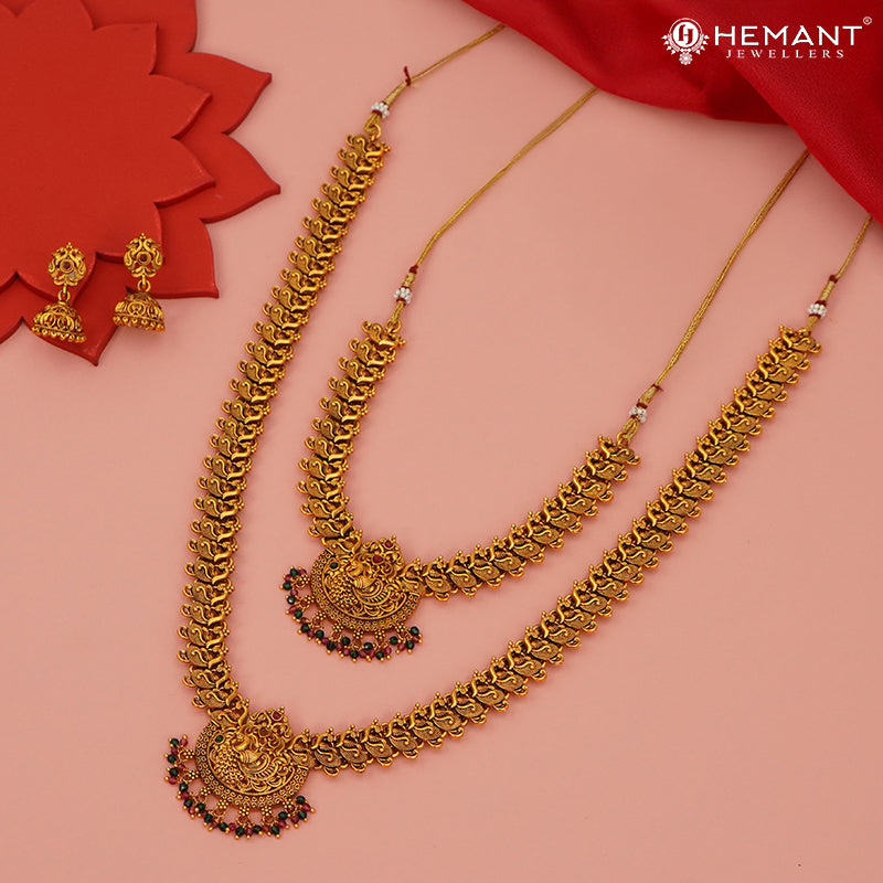 Antique Combo Necklace Set with Earrings - 5460