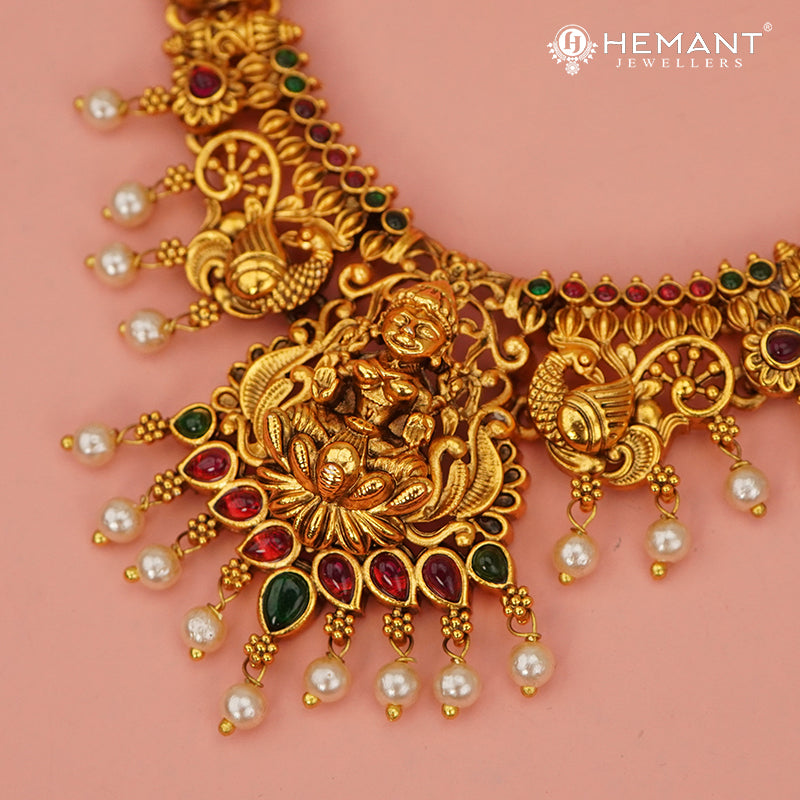 Antique Combo Necklace Set with Earrings - 5465