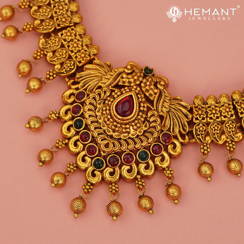 Antique Combo Necklace Set with Earrings - 5458