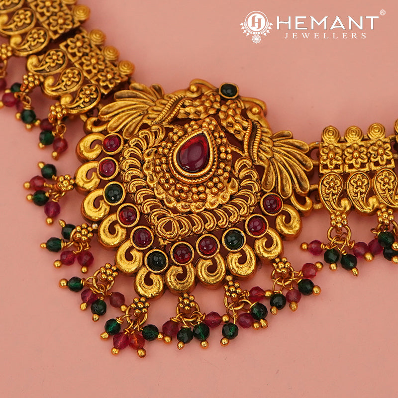 Antique Combo Necklace Set with Earrings - 5467