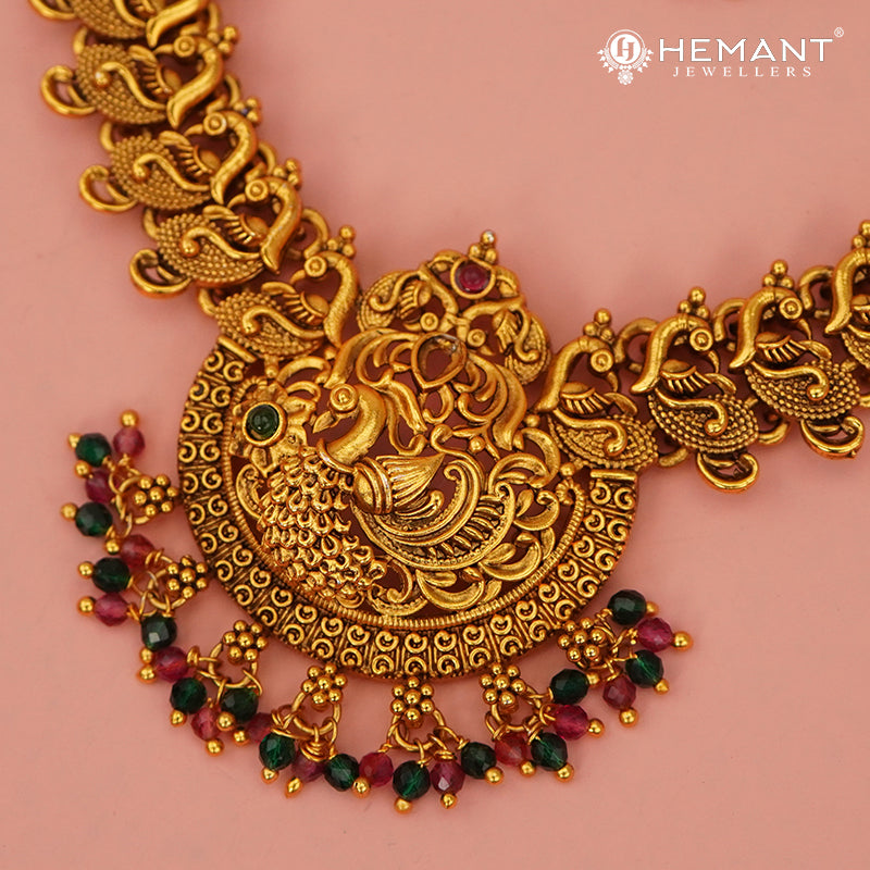 Antique Combo Necklace Set with Earrings - 5460