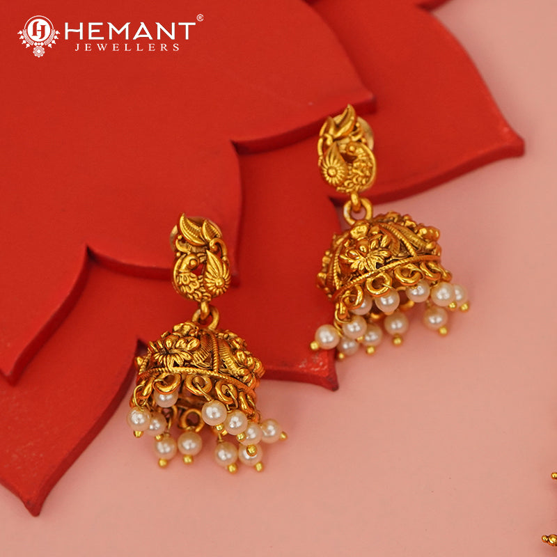 Antique Combo Necklace Set with Earrings - 5465