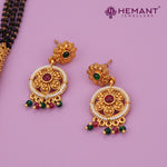 Antique Long Mangalsutra Set with Floral Medallion and Matching Tops - 5245