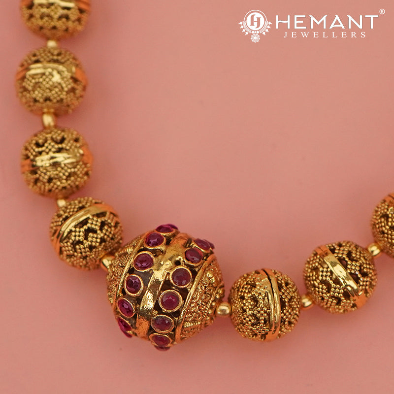 Antique Long Necklace Set with Earrings - 3970-76 