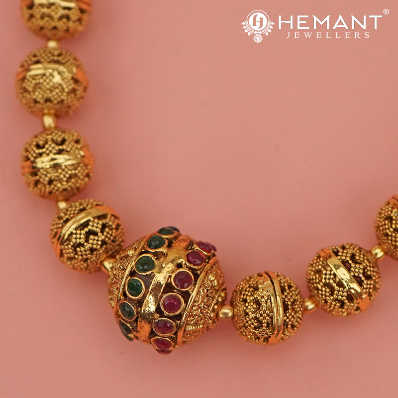 Antique Long Necklace Set with Earrings - 3970-76 