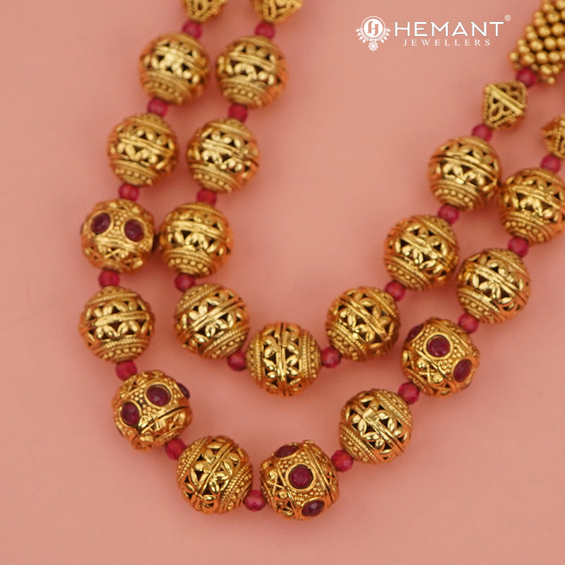 Antique Long Necklace Set with Earrings - 3972-88 