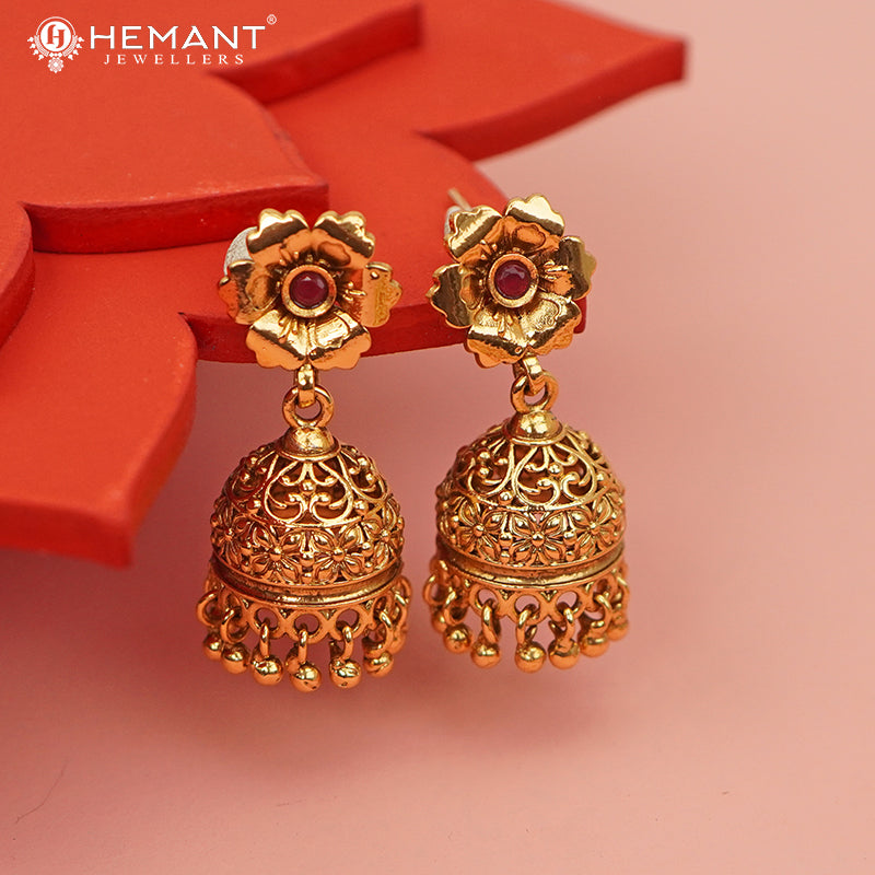 Antique Long Necklace Set with Earrings - 3972-88 