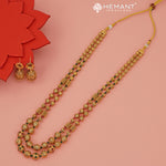 Antique Long Necklace Set with Earrings - 3972-88 