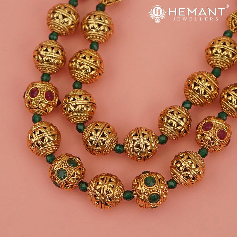 Antique Long Necklace Set with Earrings - 3972-88 