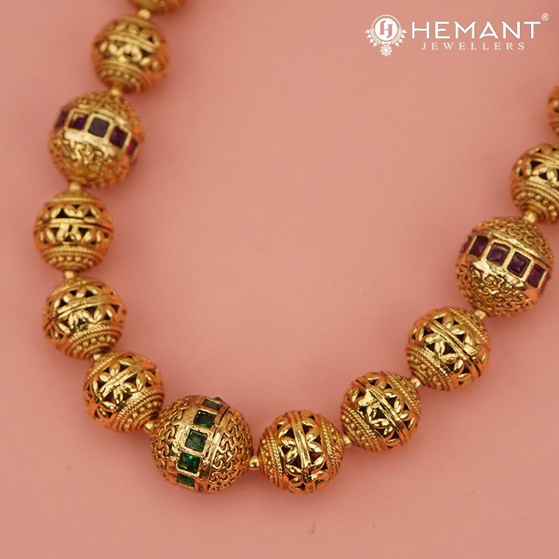 Antique Long Necklace Set with Earrings - 3989-4009 