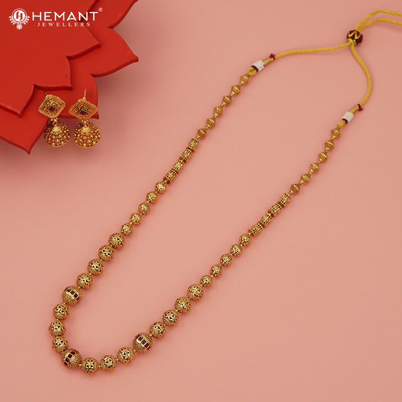 Antique Long Necklace Set with Earrings - 3989-4009 