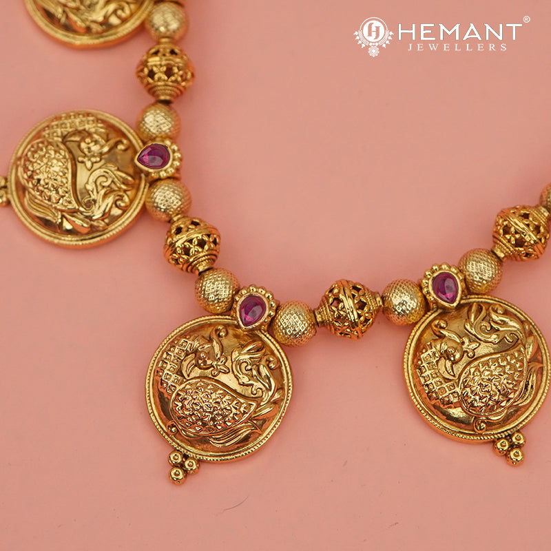 Antique Long Necklace Set with Earrings - 3992-4630 