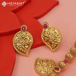 Antique Long Necklace Set with Earrings - 3994-4640 