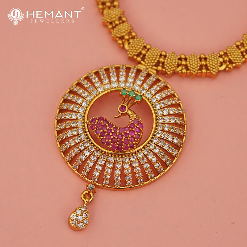 Antique Long Necklace Set with Earrings - 3995