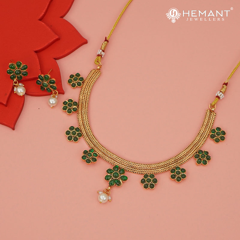 Antique Necklace Set with Earrings - 3951-4642 