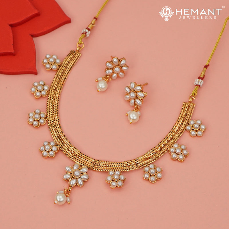 Antique Necklace Set with Earrings - 3951-4642 