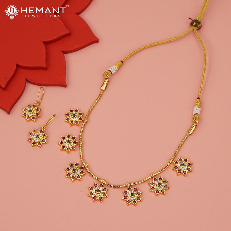 Antique Necklace Set with Earrings - 3953-55 