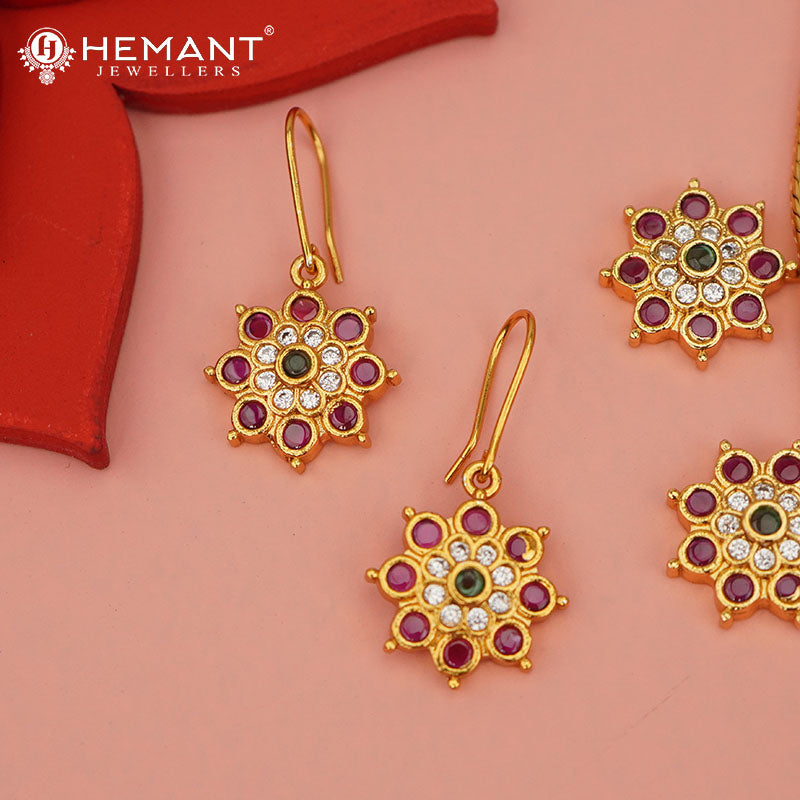 Antique Necklace Set with Earrings - 3953-55 