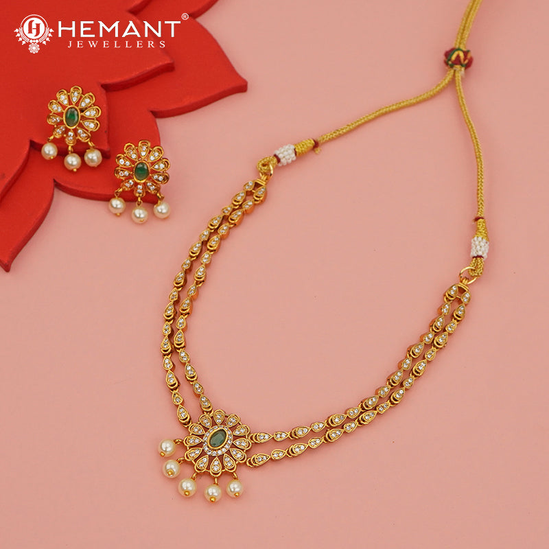 Antique Necklace Set with Earrings - 4569-605 