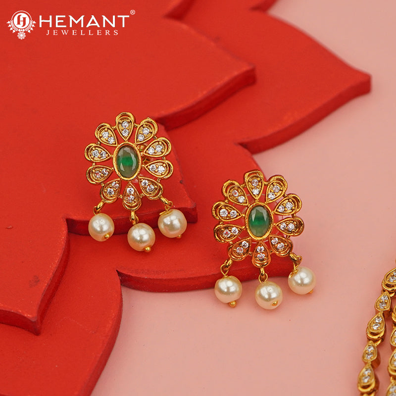 Antique Necklace Set with Earrings - 4569-605 