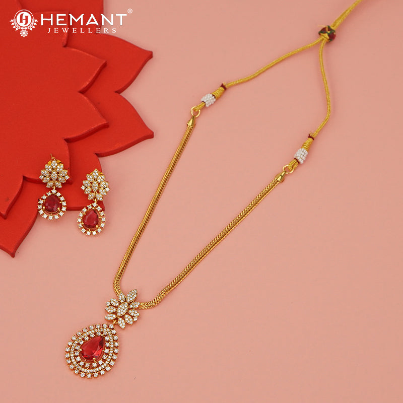 Antique Necklace Set with Earrings - 5413-14 