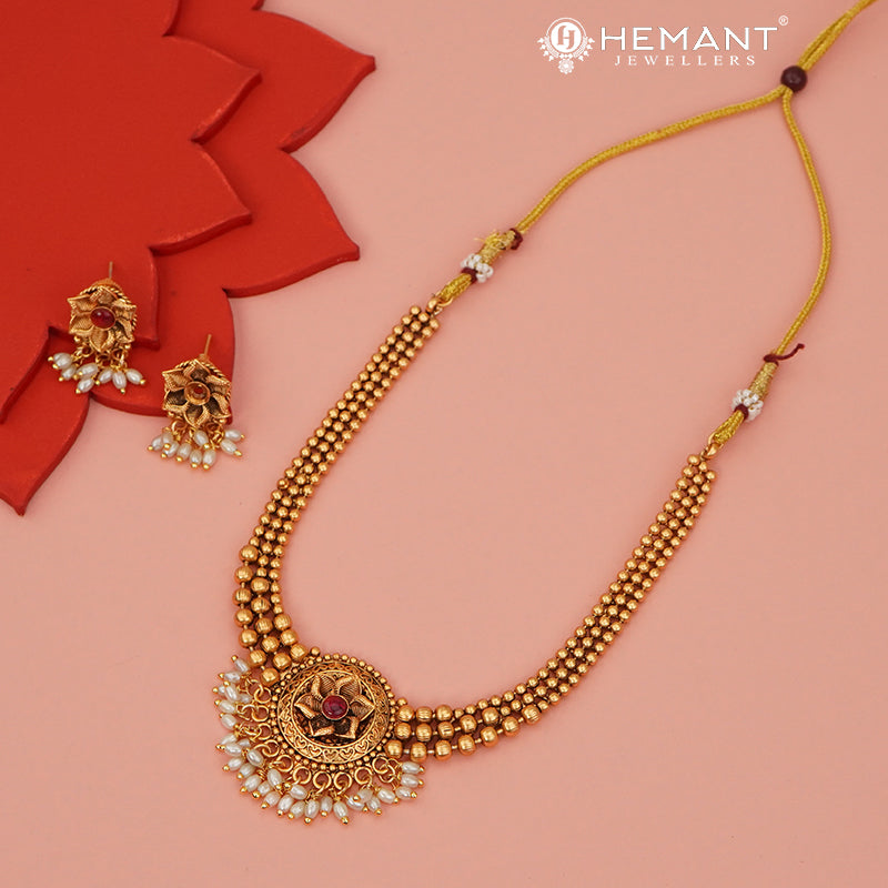 Antique Necklace Set with Earrings - 5415-17 