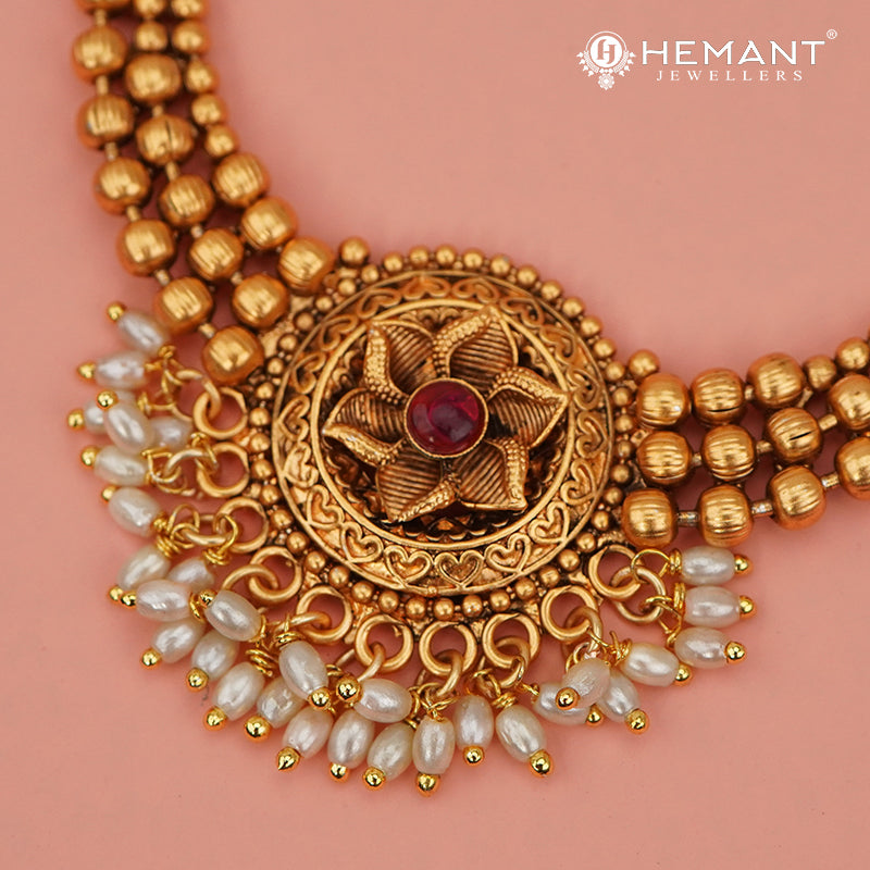 Antique Necklace Set with Earrings - 5415-17 