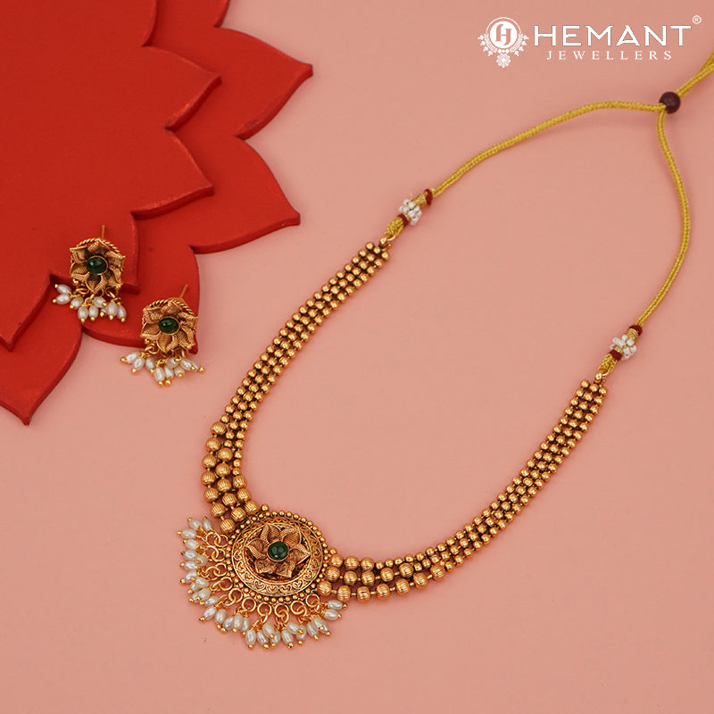 Antique Necklace Set with Earrings - 5415-17 