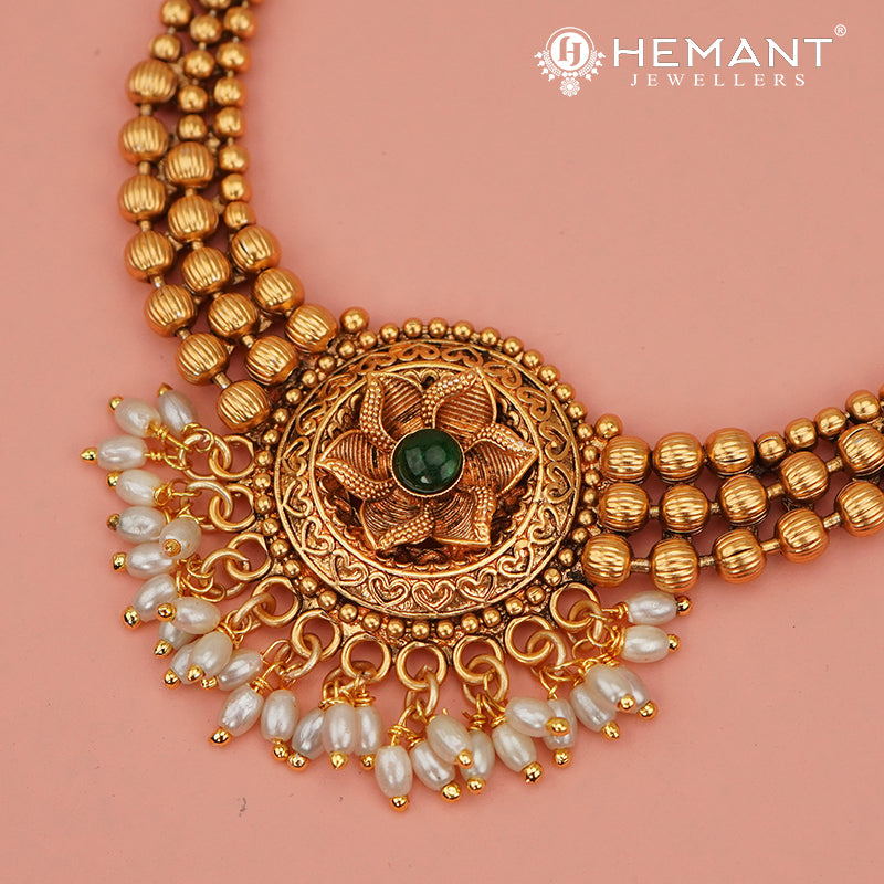 Antique Necklace Set with Earrings - 5415-17 