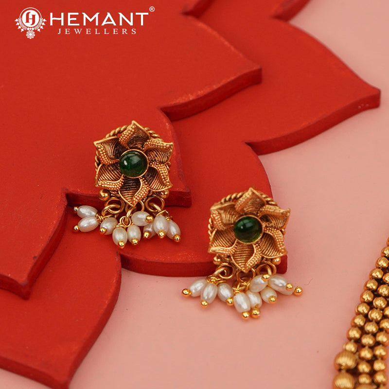 Antique Necklace Set with Earrings - 5415-17 