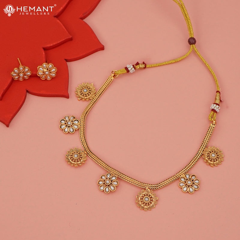 Antique Necklace Set with Earrings - 5419-26 