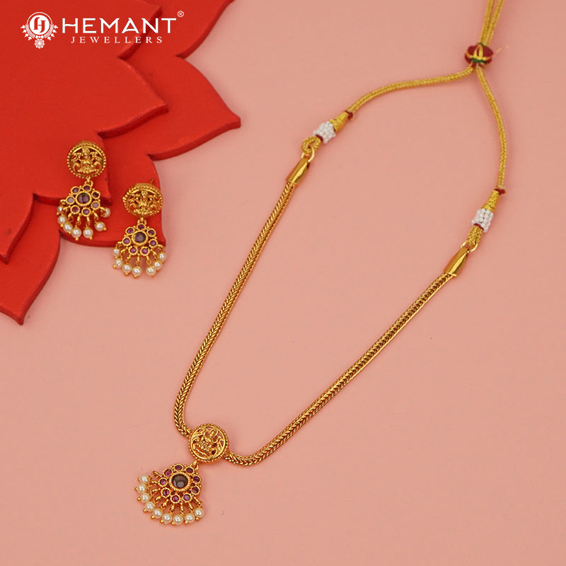 Antique Necklace Set with Earrings - 5431-32 #red