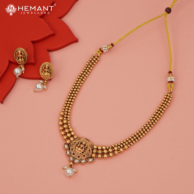 Antique Necklace Set with Earrings - 5446-48 