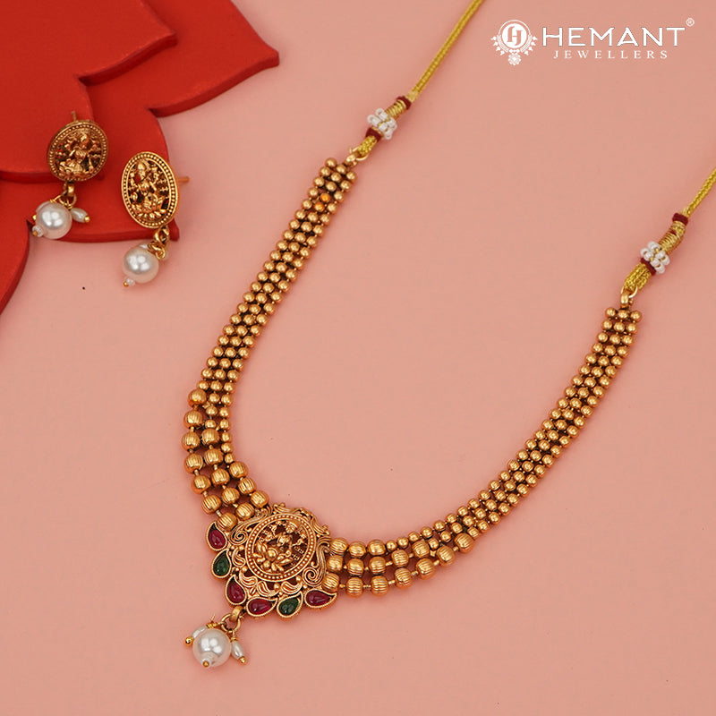 Antique Necklace Set with Earrings - 5446-48 